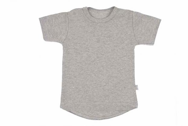 Wooden Buttons T-shirt rond korte mouwen grijs melee