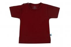Wooden Buttons baby T-shirt uni korte mouwen biologisch katoen 50-92 bordeauxrood