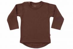 Wooden Buttons T-shirt rond lange mouwen chocolade bruin