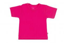 Wooden Buttons baby T-shirt uni korte mouwen biologisch katoen 50-92 cyclaam roze