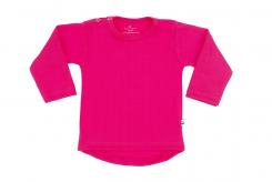Wooden Buttons kinder T-shirt uni rond lange mouwen biologisch katoen 98-128 cyclaam roze
